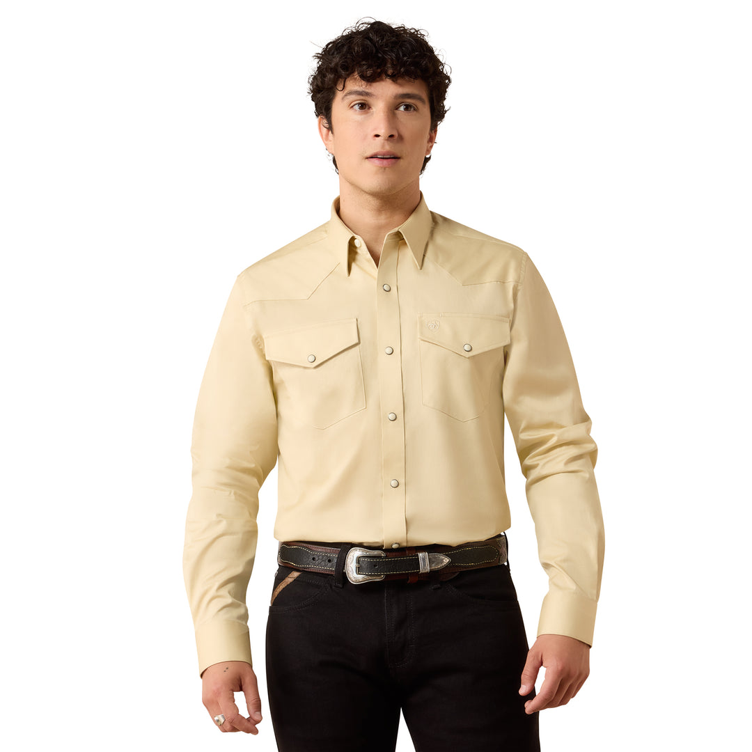 Ariat Mens Off White Solid Twill Fitted Shirt