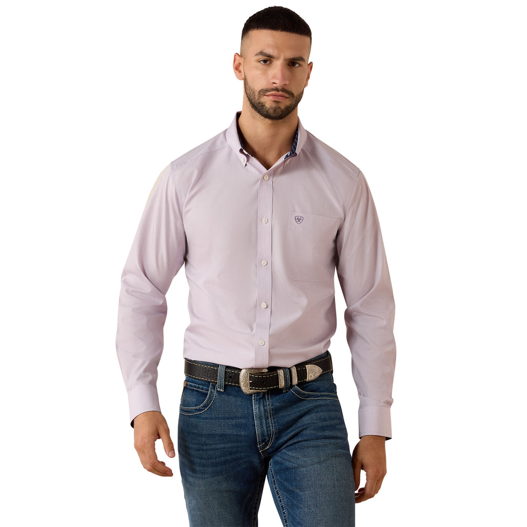 Ariat Mens Solid Purple Classic Fit Long Sleeve Shirt
