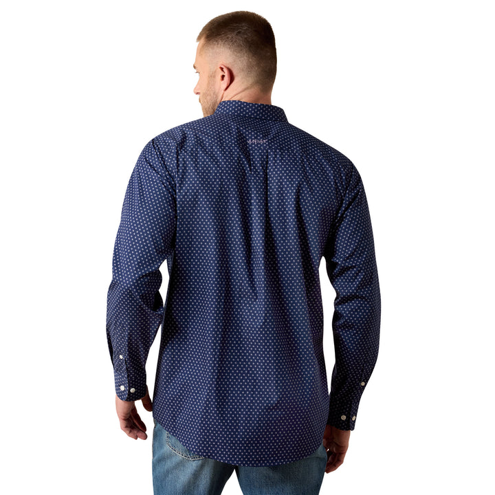 Ariat Mens Navy Print Classic Fit Long Sleeve Shirt