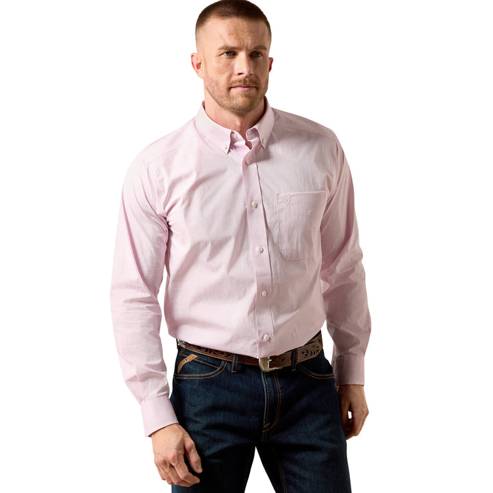Ariat Mens Pink Classic Fit Long Sleeve Shirt