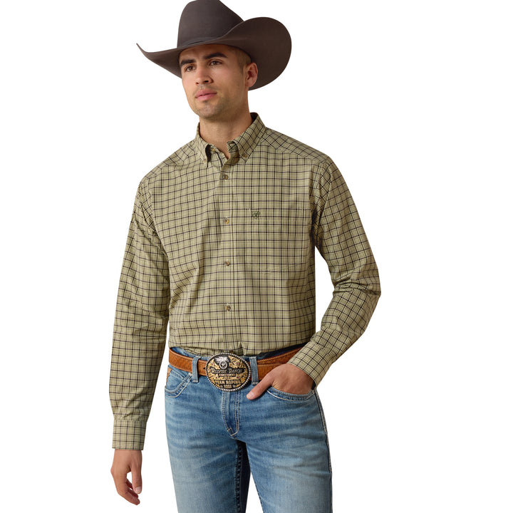 Ariat Mens Green Plaid Jiles Classic Fit Long Sleeve Shirt