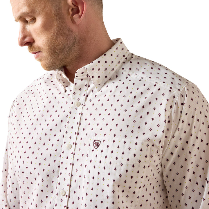 Ariat Mens White Campbell Classic Fit Long Sleeve Shirt