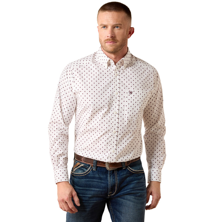 Ariat Mens White Campbell Classic Fit Long Sleeve Shirt