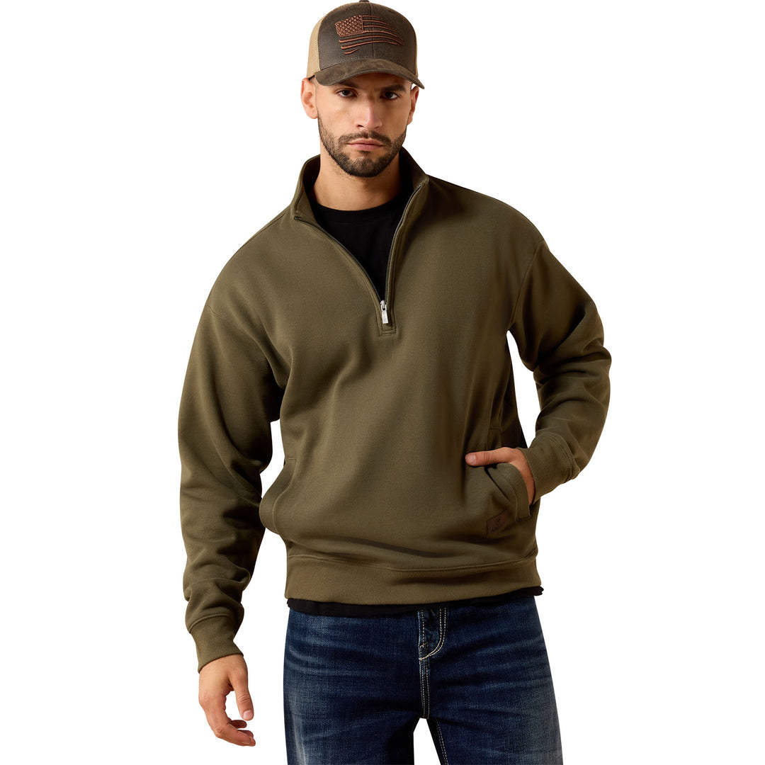 Ariat Mens Green 1/4 Zip Sweatshirt