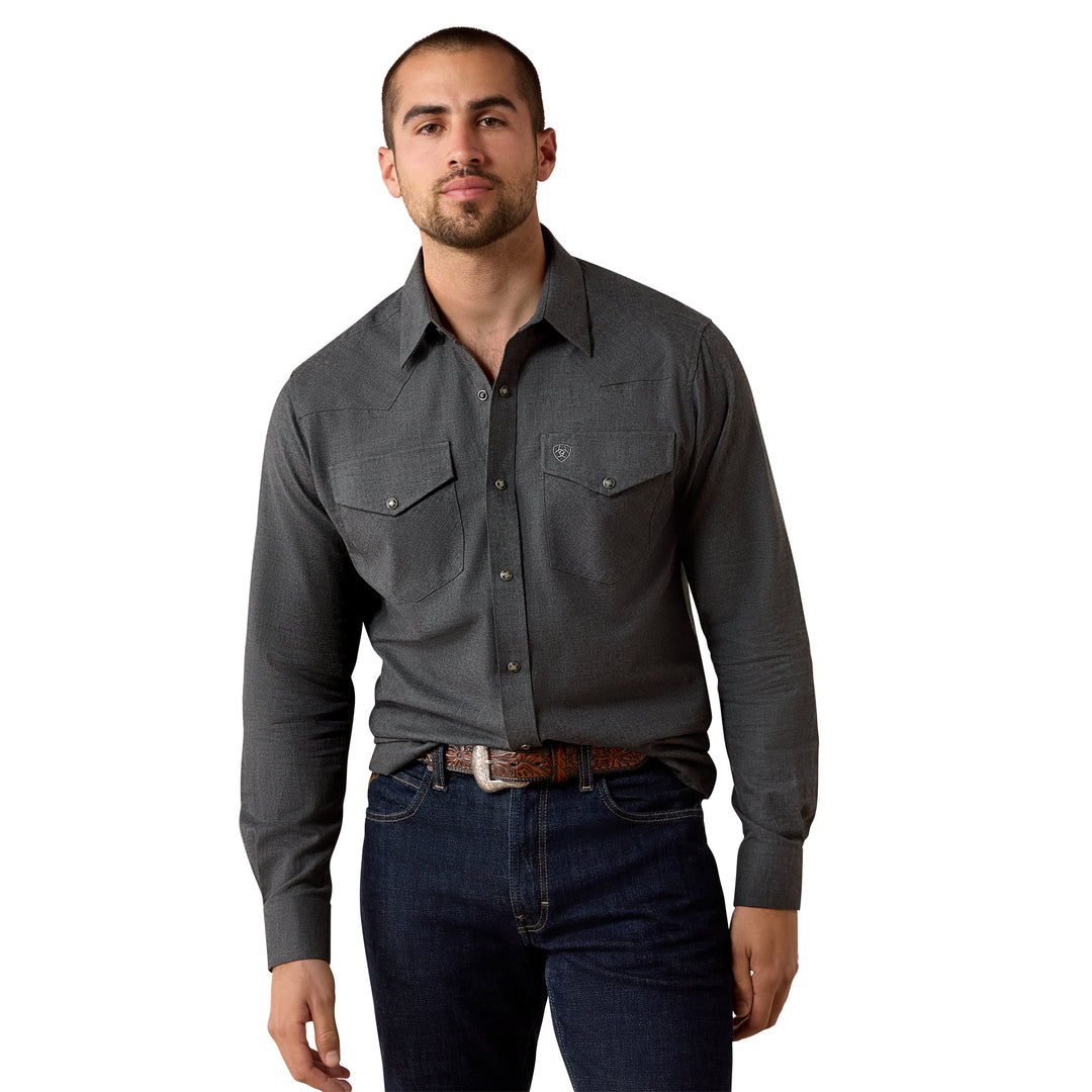 Ariat Mens Charcoal Solid Twill Fitted Shirt