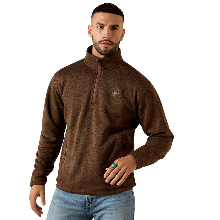 Ariat Mens Brown 1/4 Zip Sweater