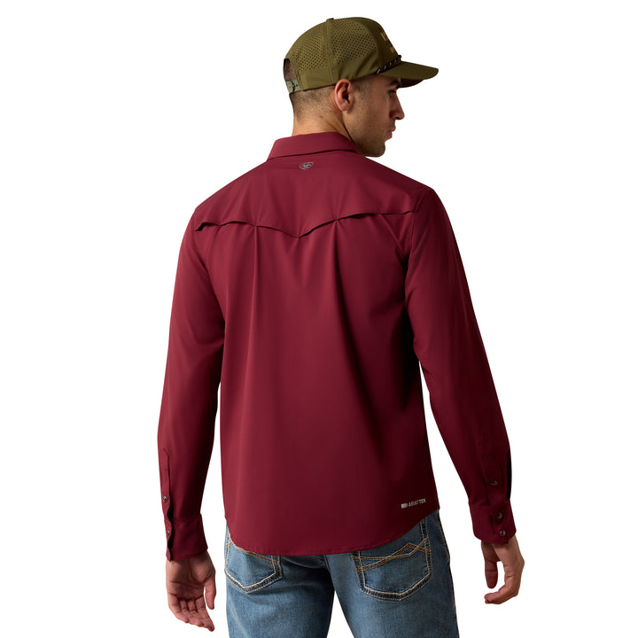 Ariat Mens Maroon Ventek Fitted Long Sleeve Shirt