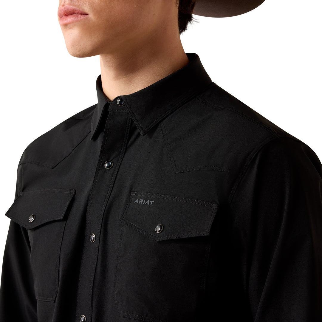 Ariat Mens Black Ventek Fitted Long Sleeve Shirt