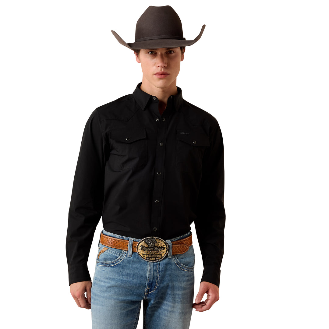 Ariat Mens Black Ventek Fitted Long Sleeve Shirt