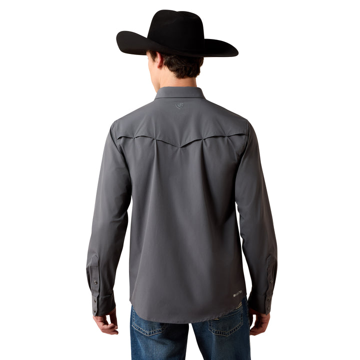 Ariat Mens Grey Ventek Fitted Long Sleeve Shirt