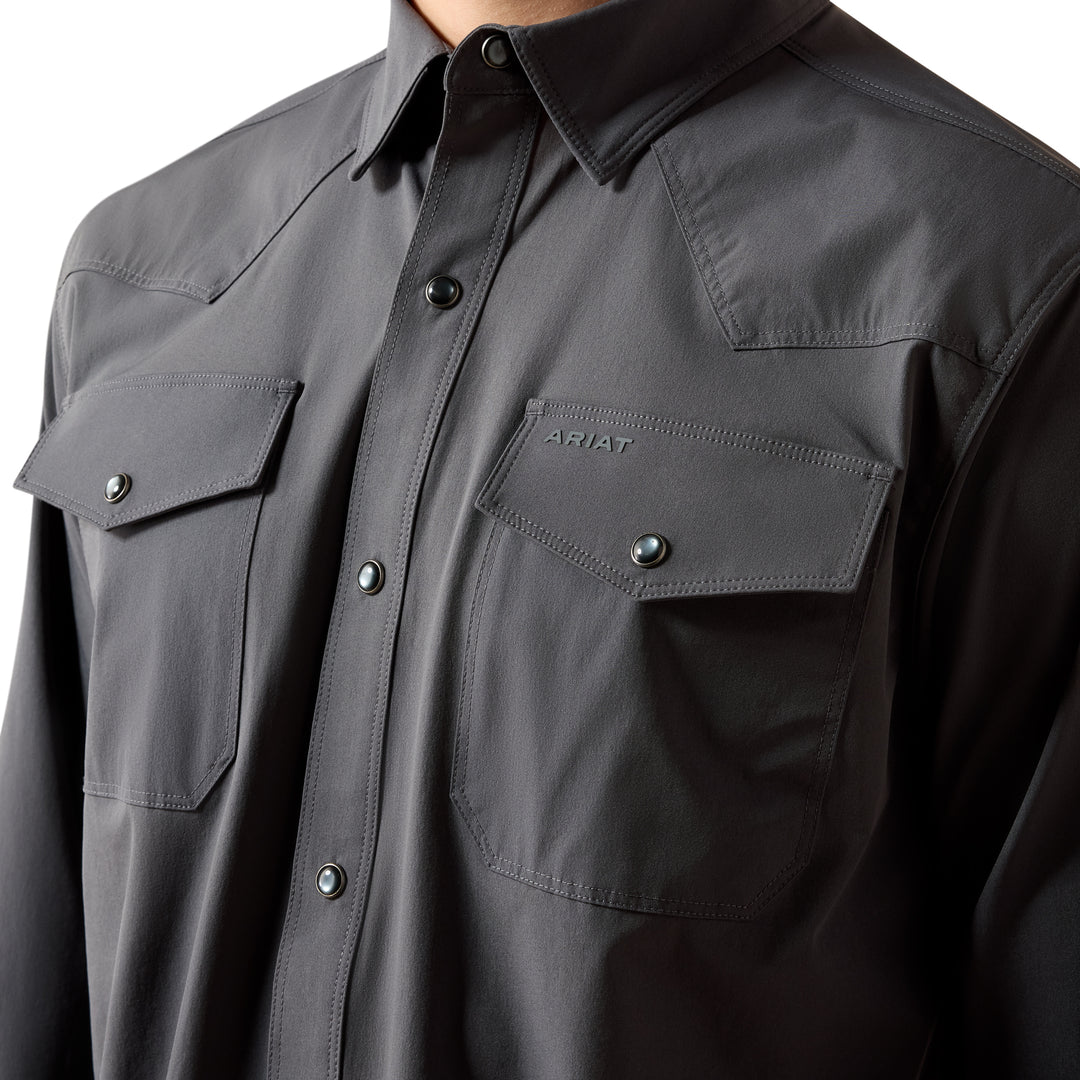 Ariat Mens Grey Ventek Fitted Long Sleeve Shirt