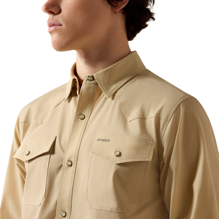 Ariat Mens Tan Ventek Fitted Long Sleeve Shirt
