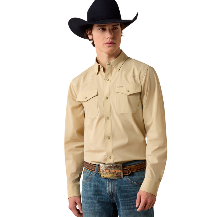 Ariat Mens Tan Ventek Fitted Long Sleeve Shirt