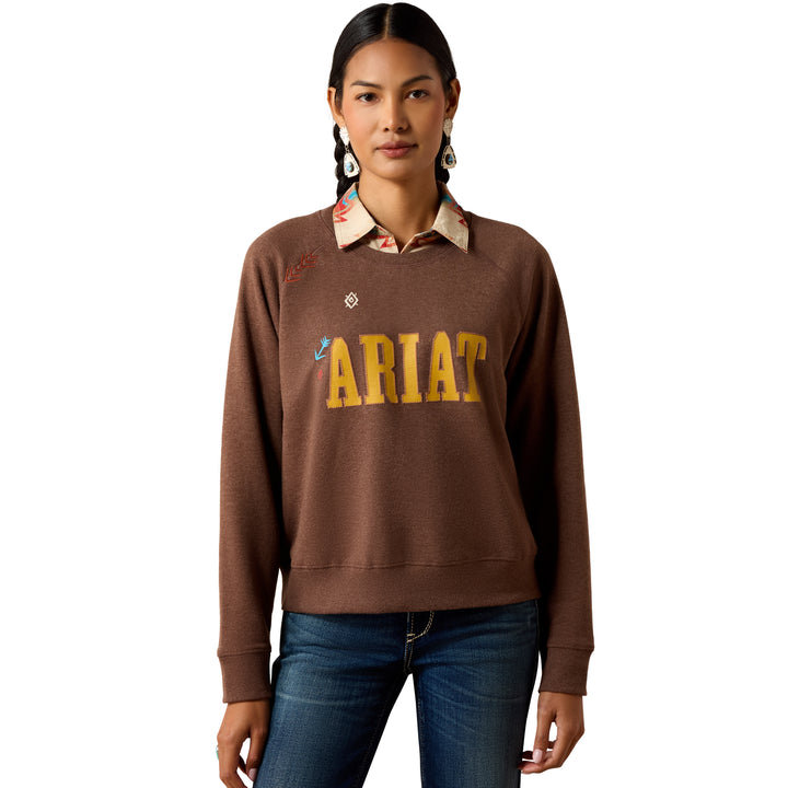 Ariat Womens Brown Logo Essential Crew Sweatshirt
