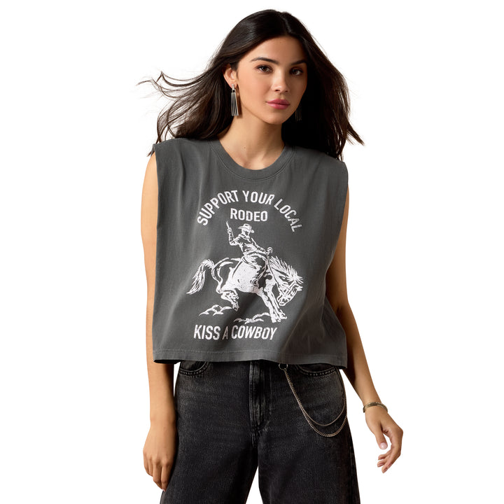 Ariat Womens Faded Black Kiss a Cowboy T-Shirt