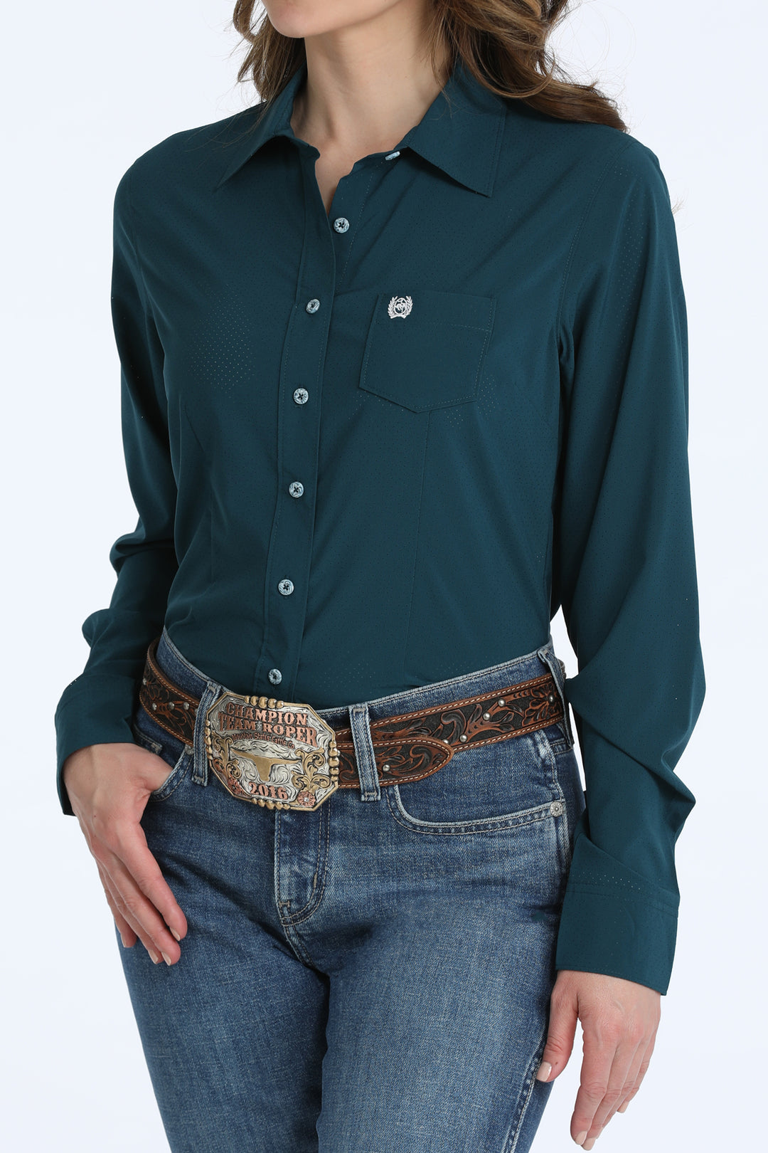 Cinch Womens Teal Arenaflex Long Sleeve Shirt