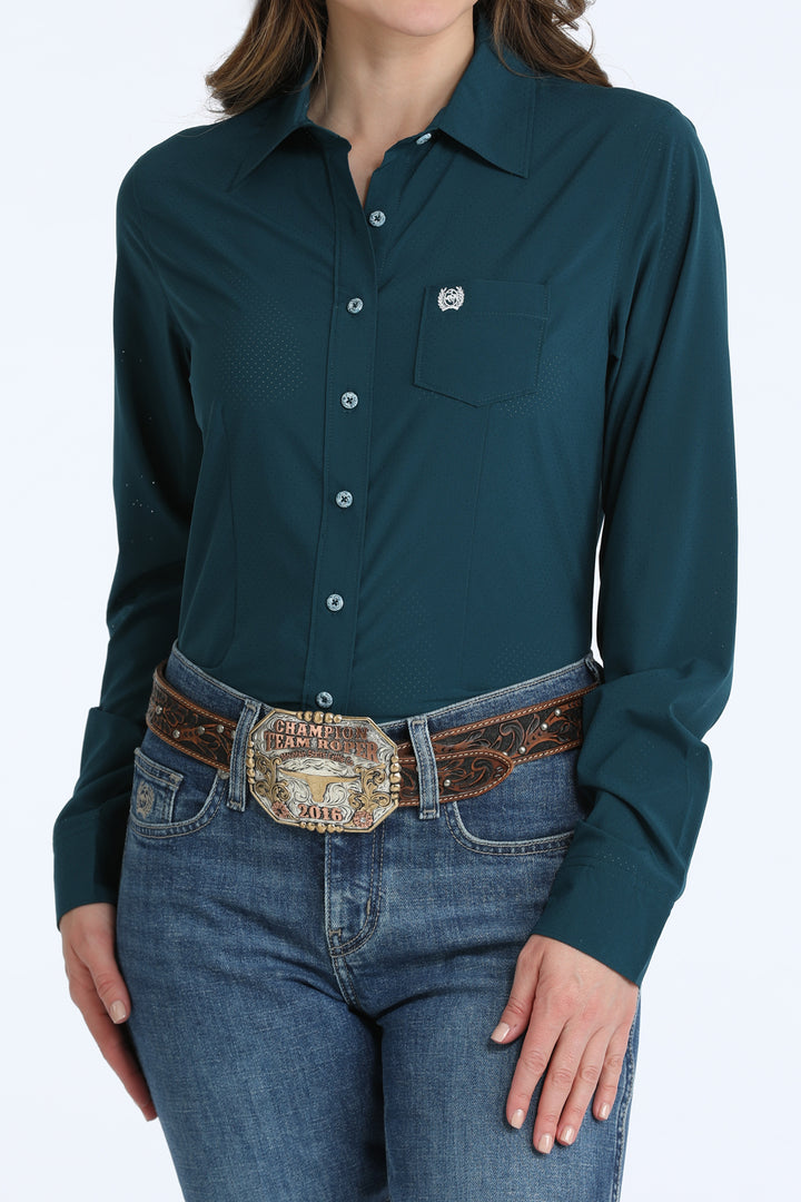 Cinch Womens Teal Arenaflex Long Sleeve Shirt