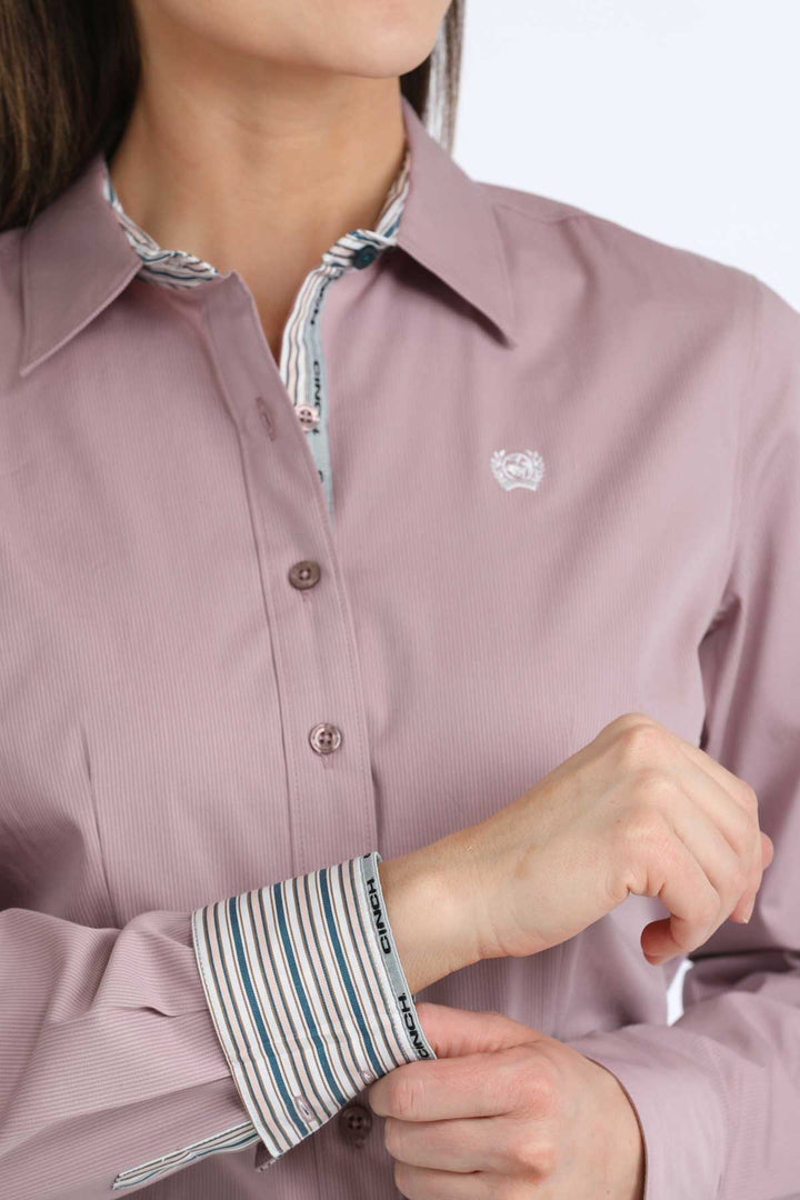 Cinch Womens Lilac Stripe Long Sleeve Shirt