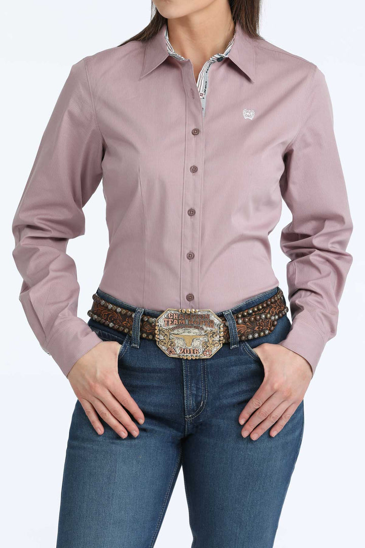 Cinch Womens Lilac Stripe Long Sleeve Shirt