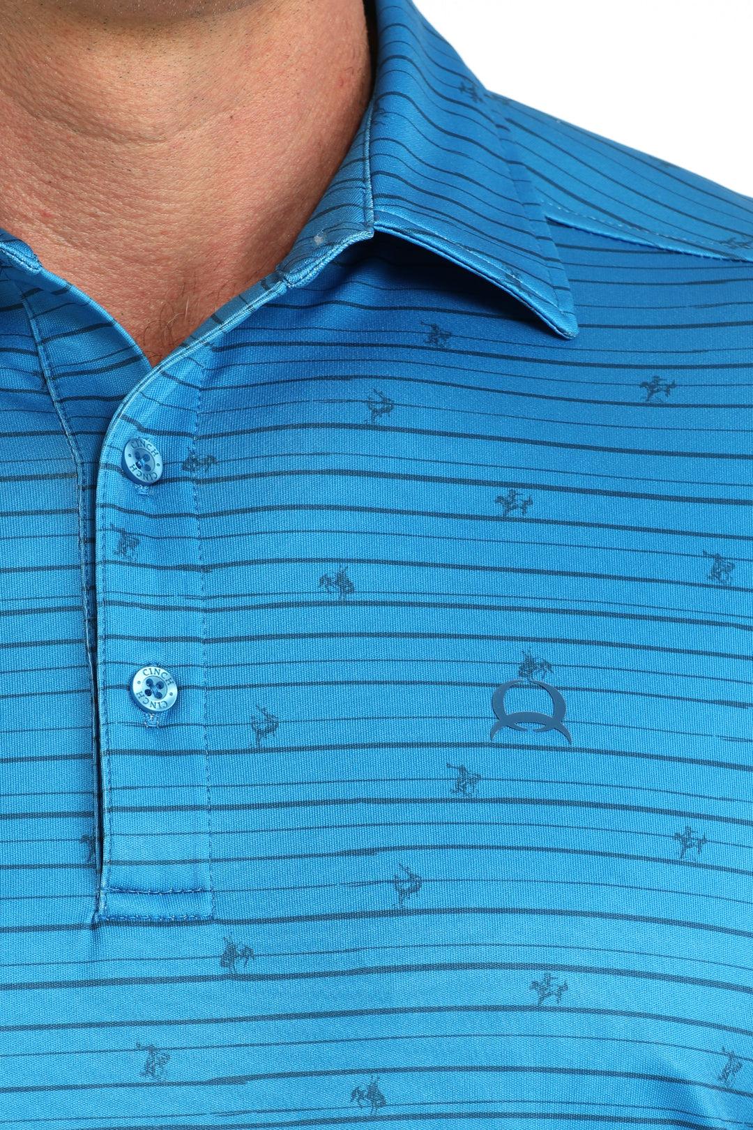 Cinch Mens Blue Printed Polo
