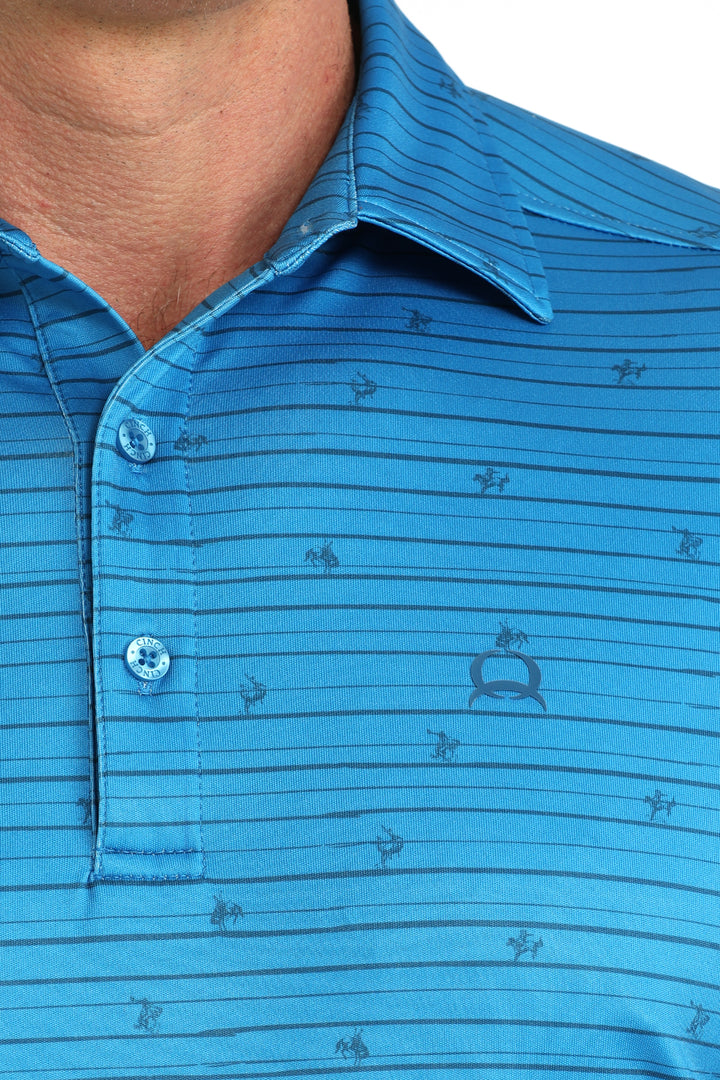 Cinch Mens Blue Printed Polo
