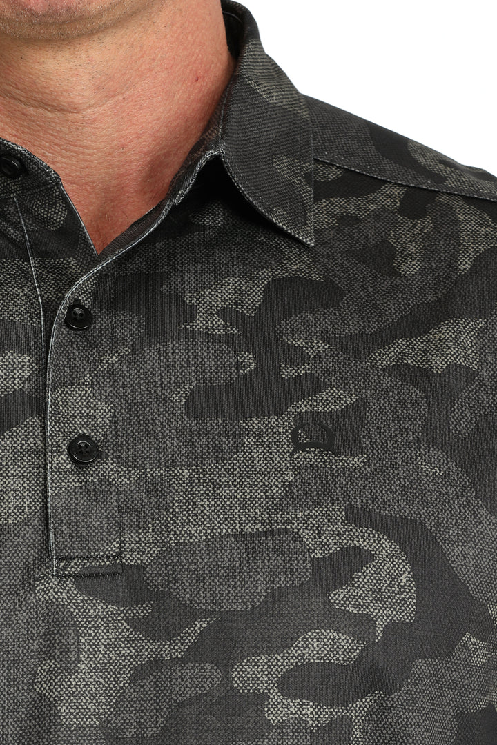 Cinch Mens Black Camo Arenaflex Polo