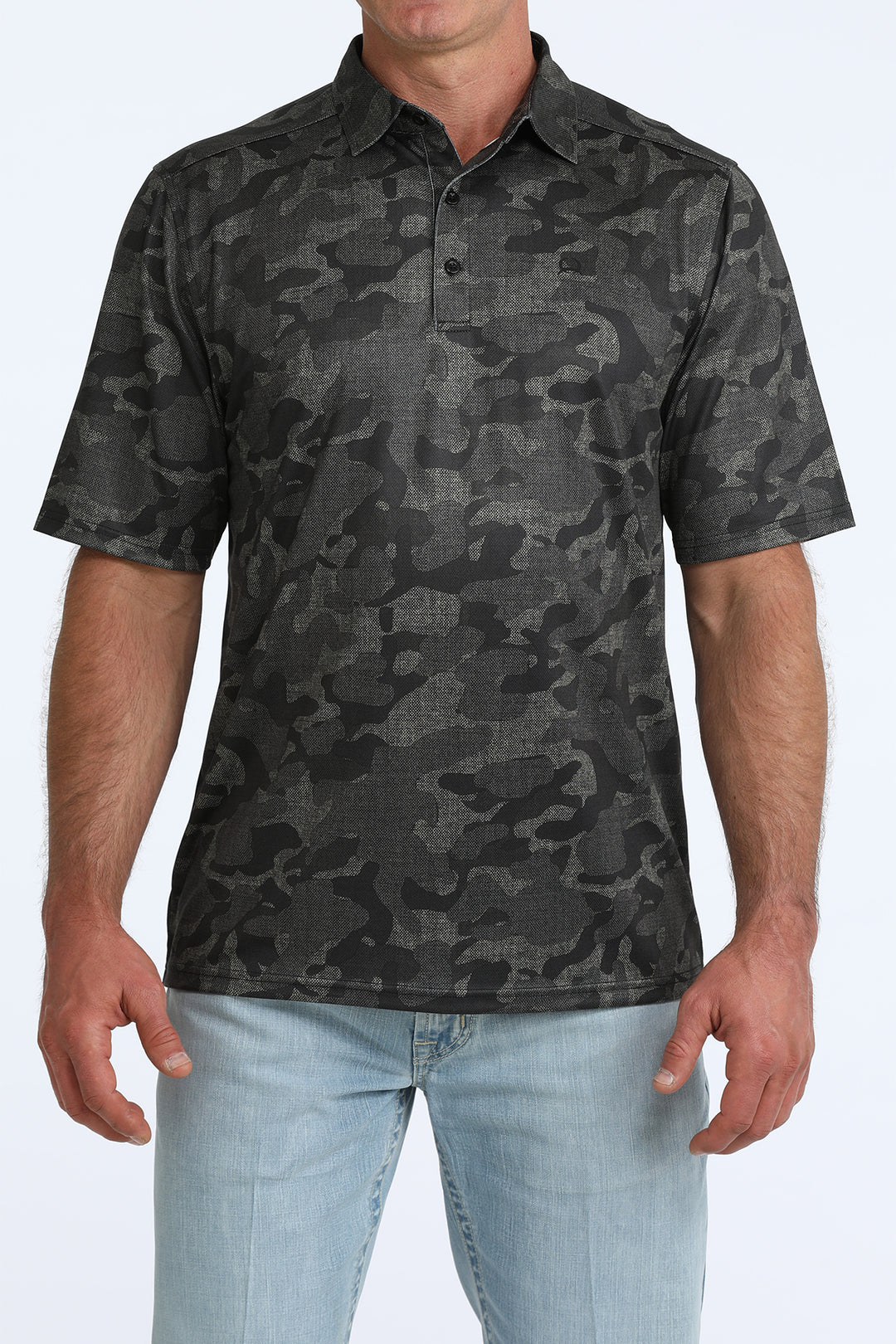 Cinch Mens Black Camo Arenaflex Polo