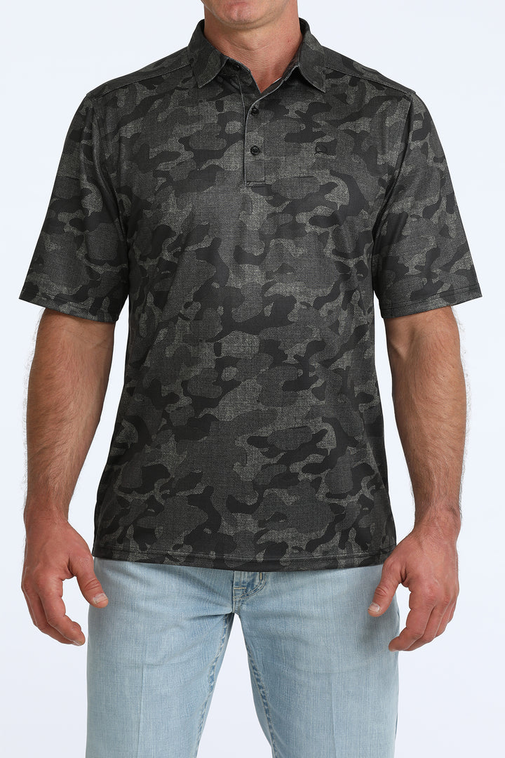 Cinch Mens Black Camo Arenaflex Polo