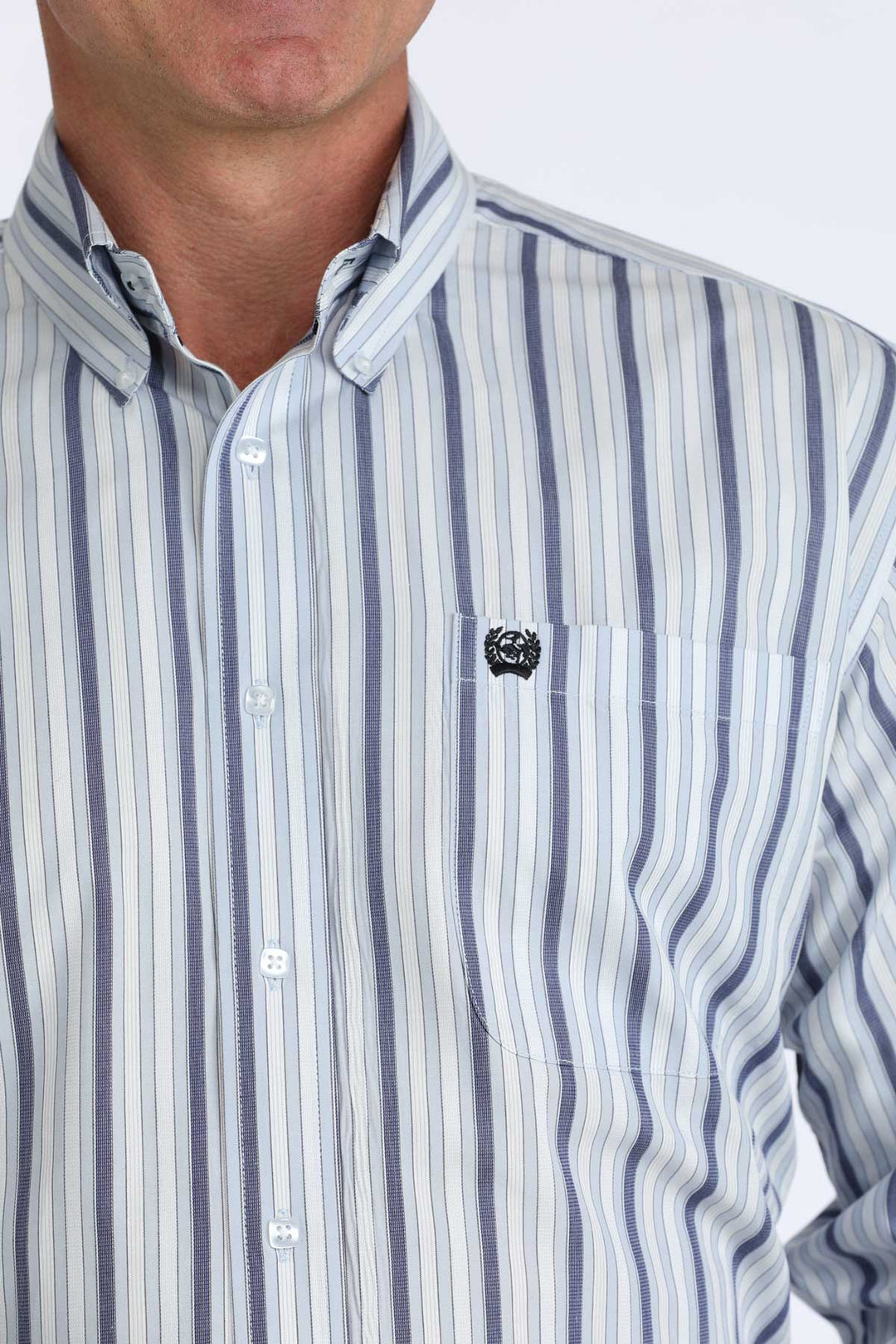 Cinch Mens Blue Stripe Classic Fit Shirt