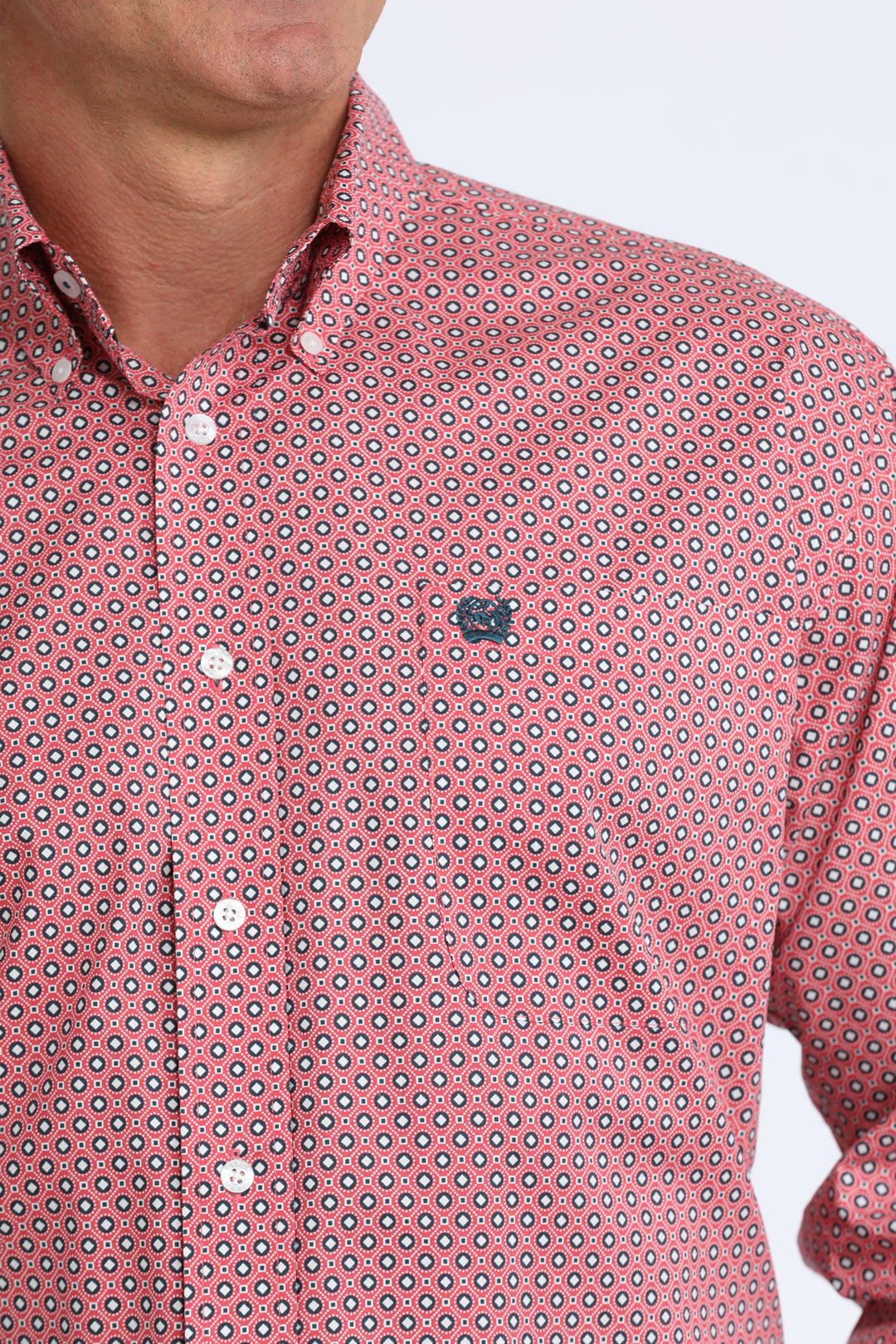 Cinch Mens Pink Printed Long Sleeve Shirt