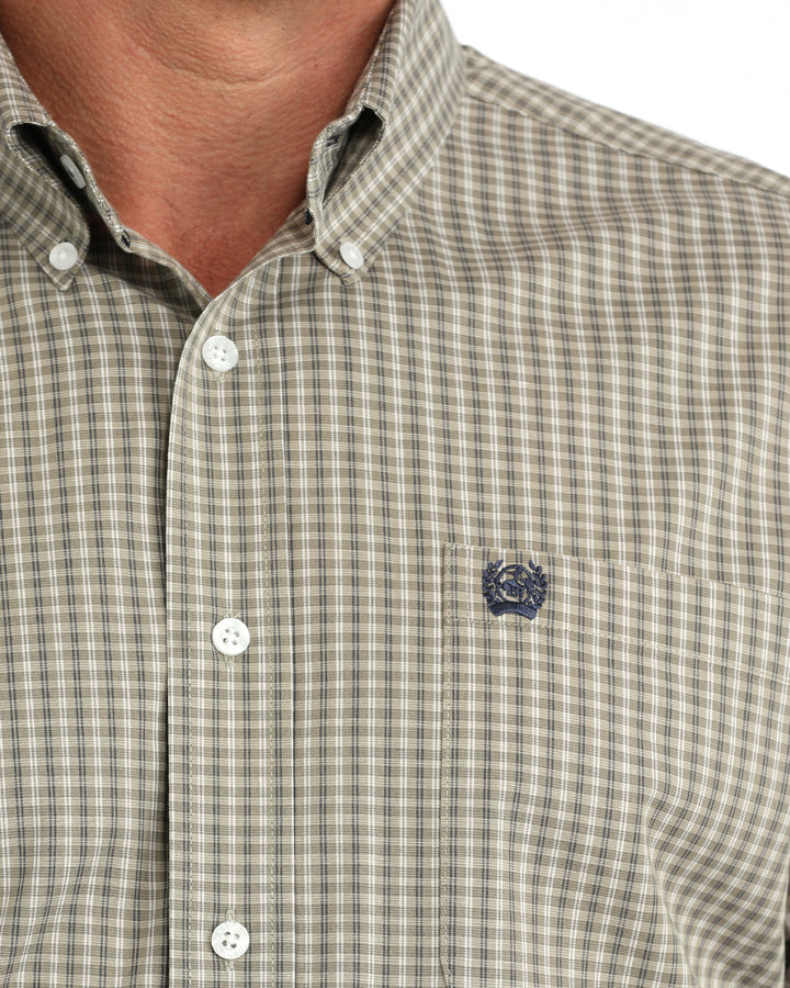 Cinch Mens Olive Plaid Long Sleeve Shirt