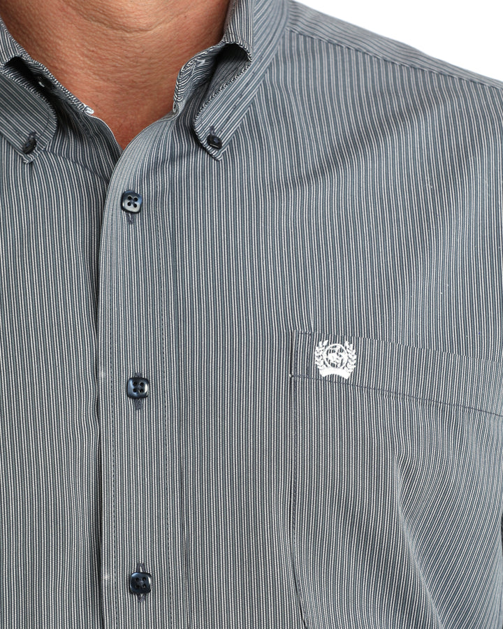 Cinch Mens Navy Stripe Long Sleeve Shirt