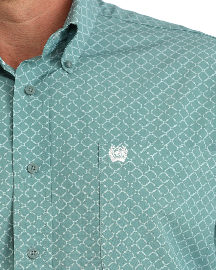 Cinch Mens Teal Print Arenaflex Long Sleeve Shirt