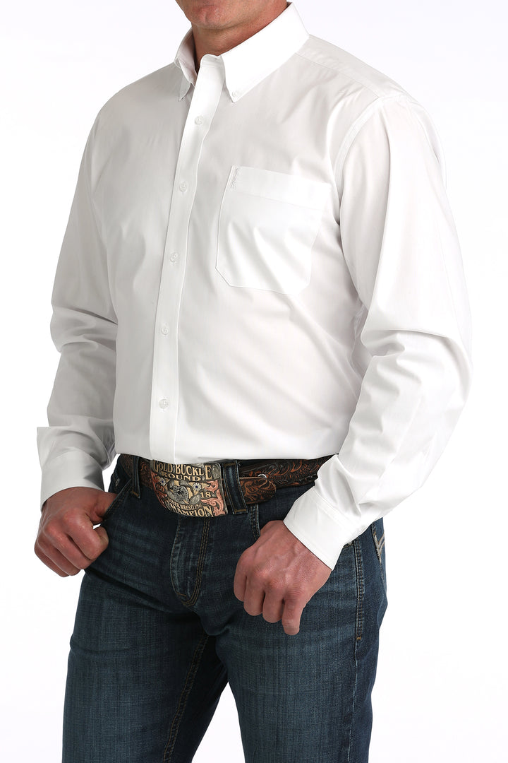 Cinch Mens White Stretch Modern Fit Button Down Western Shirt