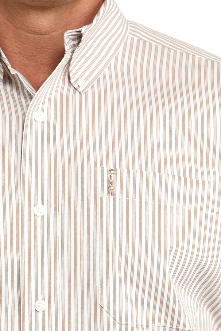 Cinch Mens White Stripe Modern Fit Shirt