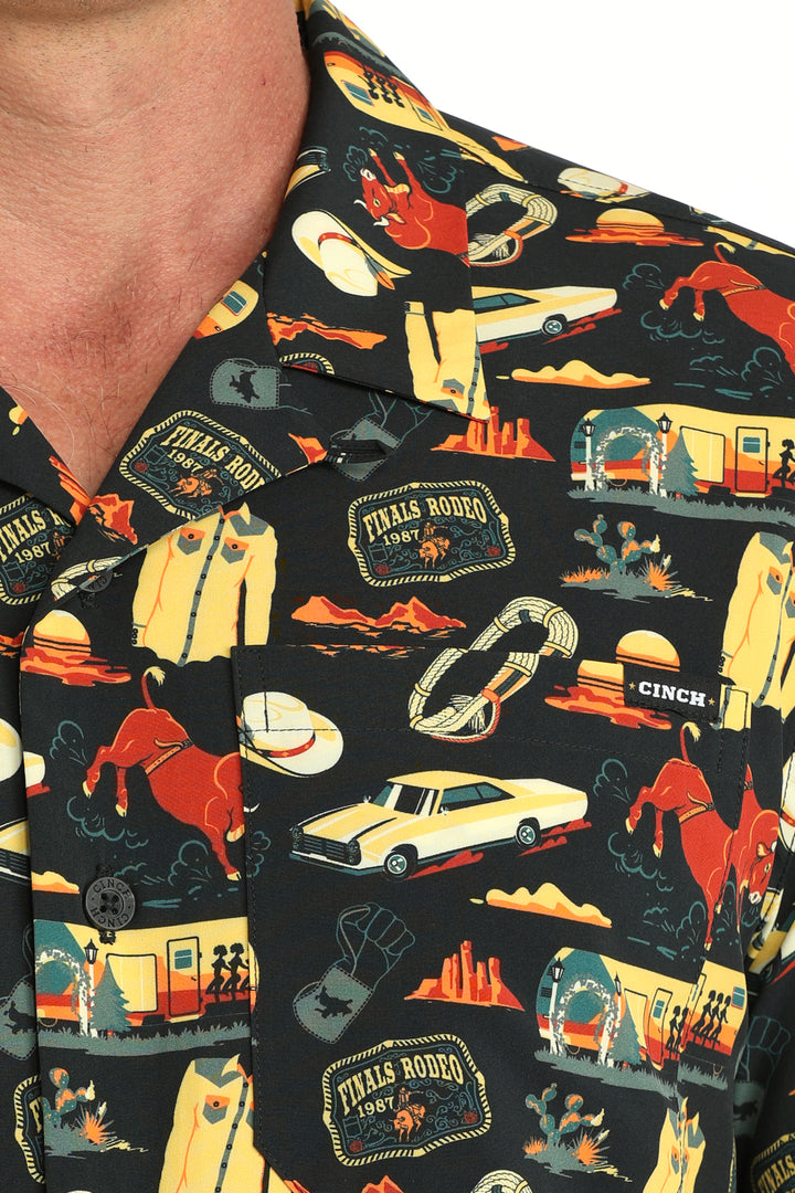 Cinch Mens Black Camp Shirt