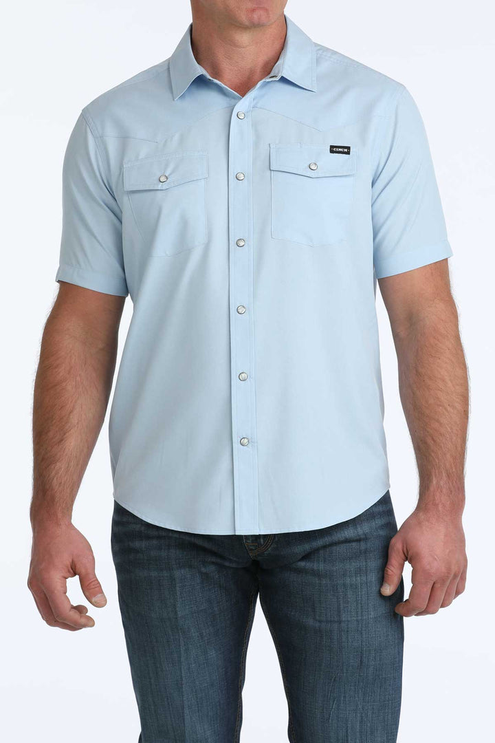 Cinch Mens Light Blue Camp Shirt