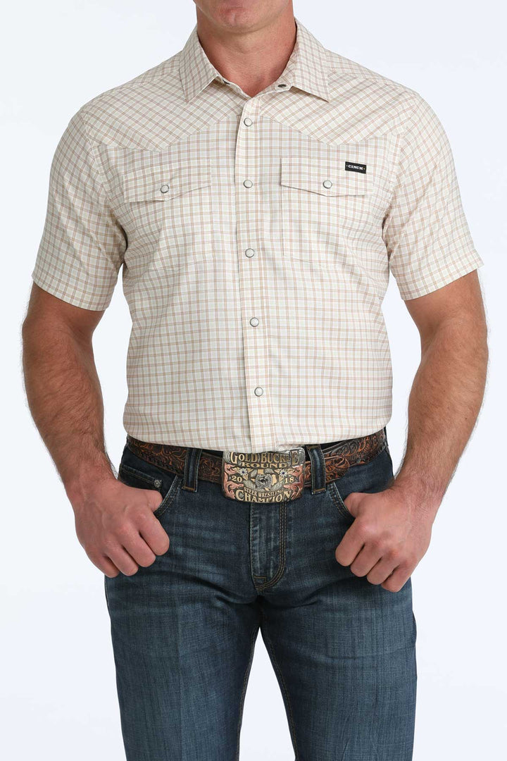 Cinch Mens White Camp Short Sleeve Shirt