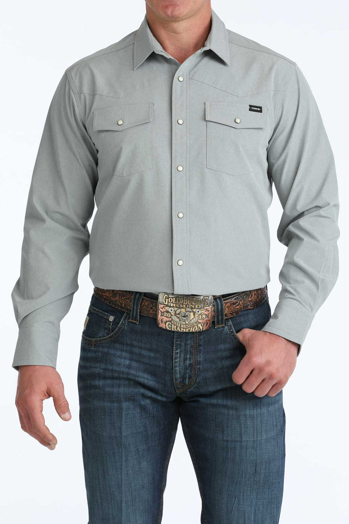 Cinch Mens Grey Camp Long Sleeve Shirt
