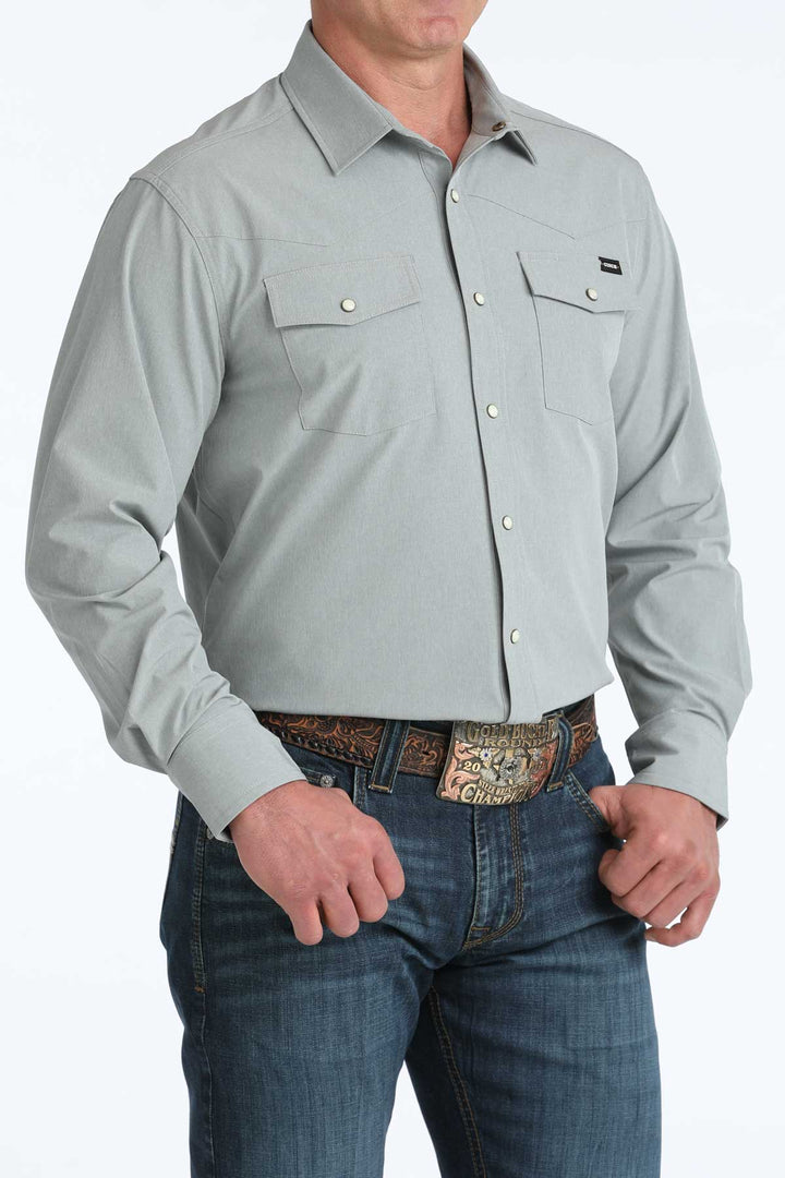 Cinch Mens Grey Camp Long Sleeve Shirt