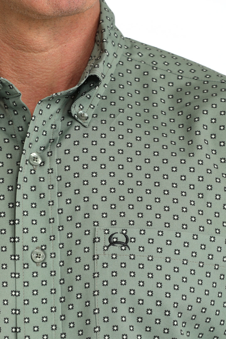 Cinch Mens Olive Arenaflex Printed Short Sleeve Shirt