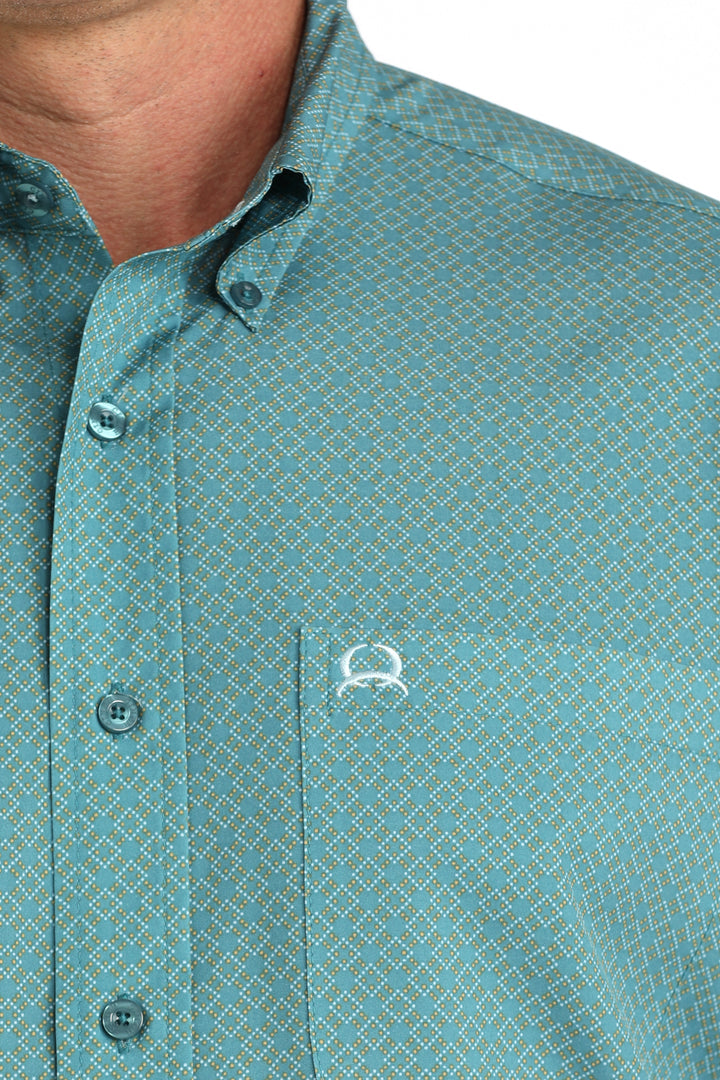 Cinch Mens Teal Arenaflex Short Sleeve Shirt