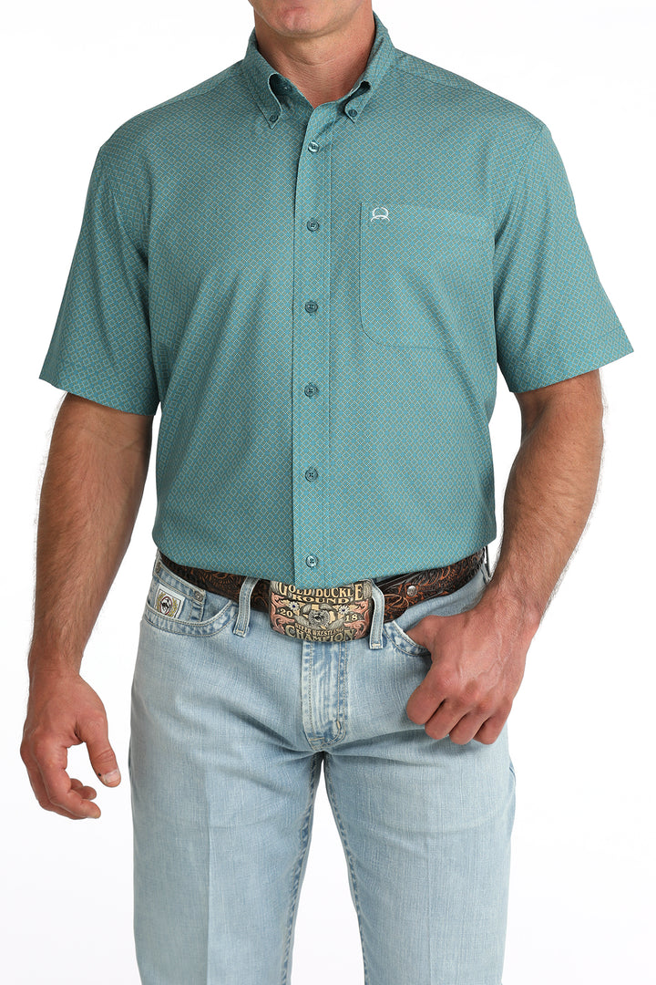 Cinch Mens Teal Arenaflex Short Sleeve Shirt