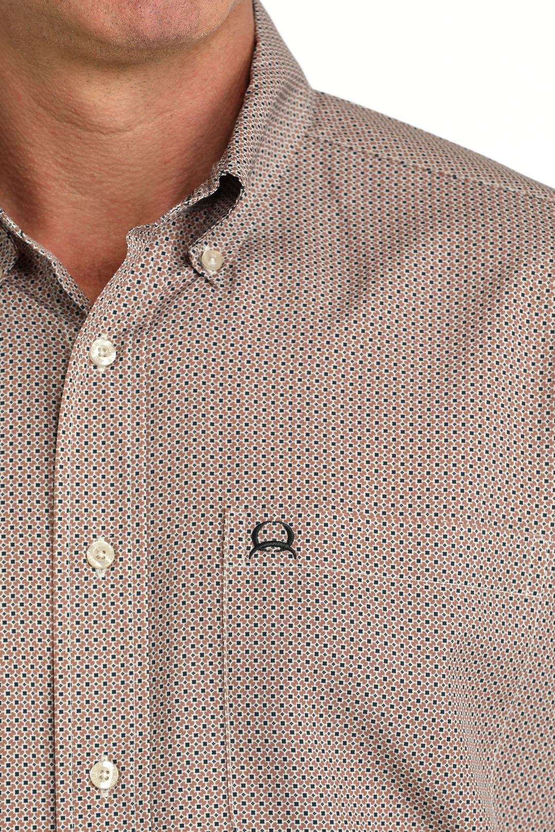 Cinch Mens Brown Printed Arenaflex Short Sleeve Shirt
