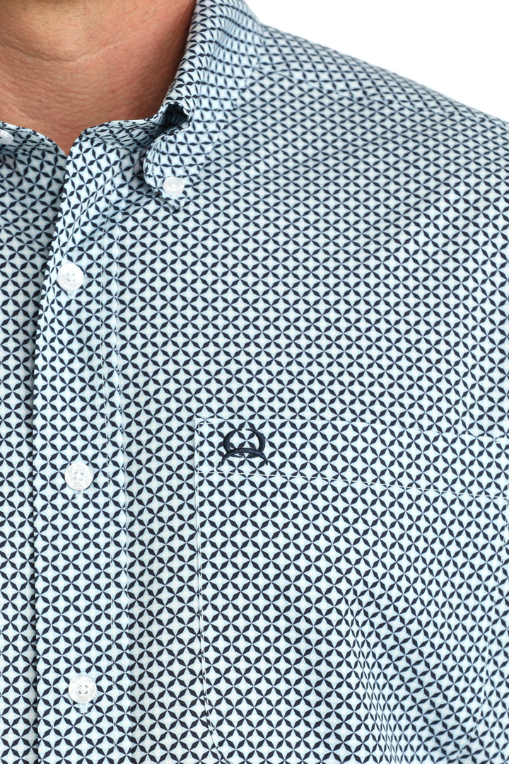 Cinch Mens Light Blue Arenaflex Printed Long Sleeve Shirt