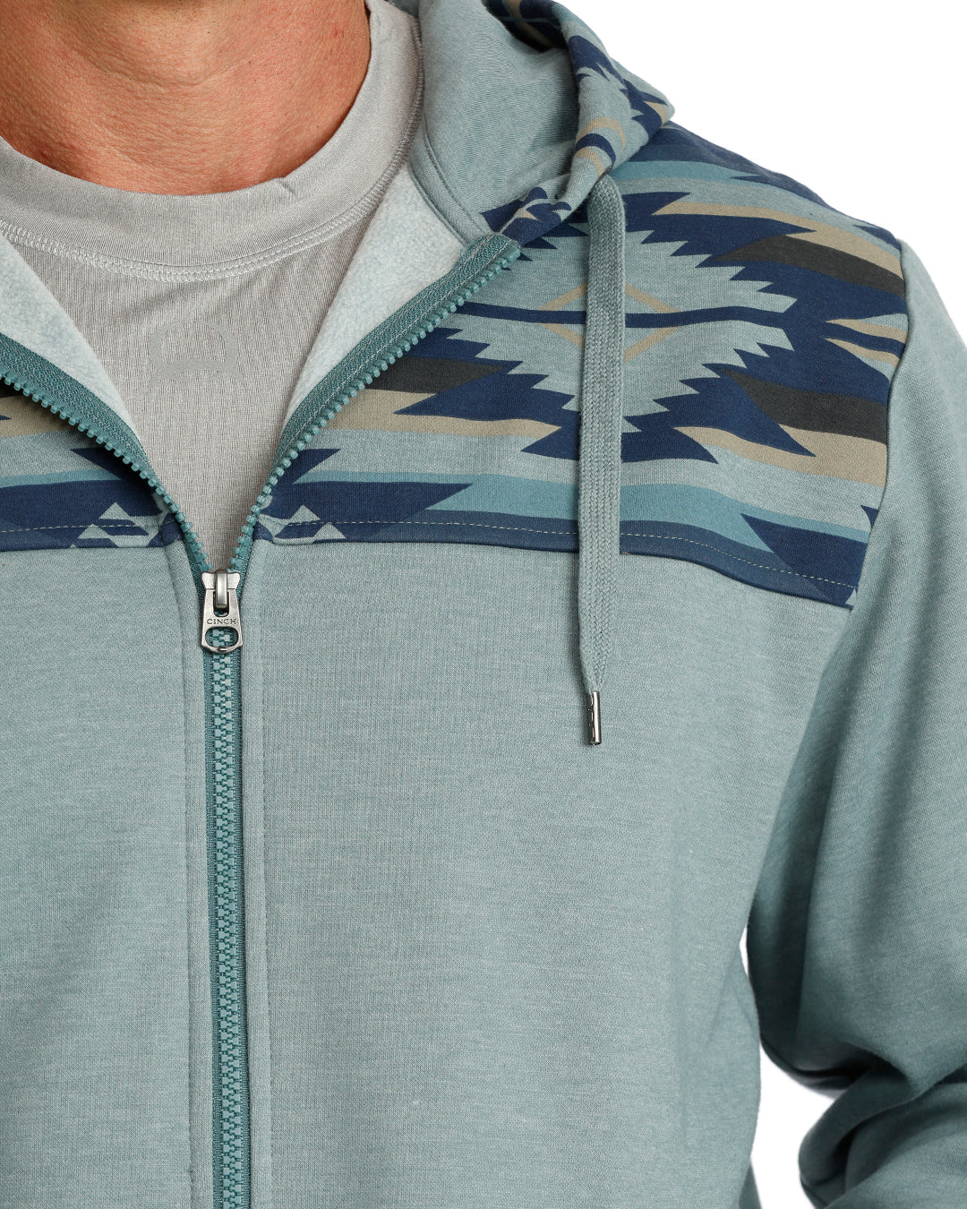 Cinch Mens Full Zip Blue Hoodie