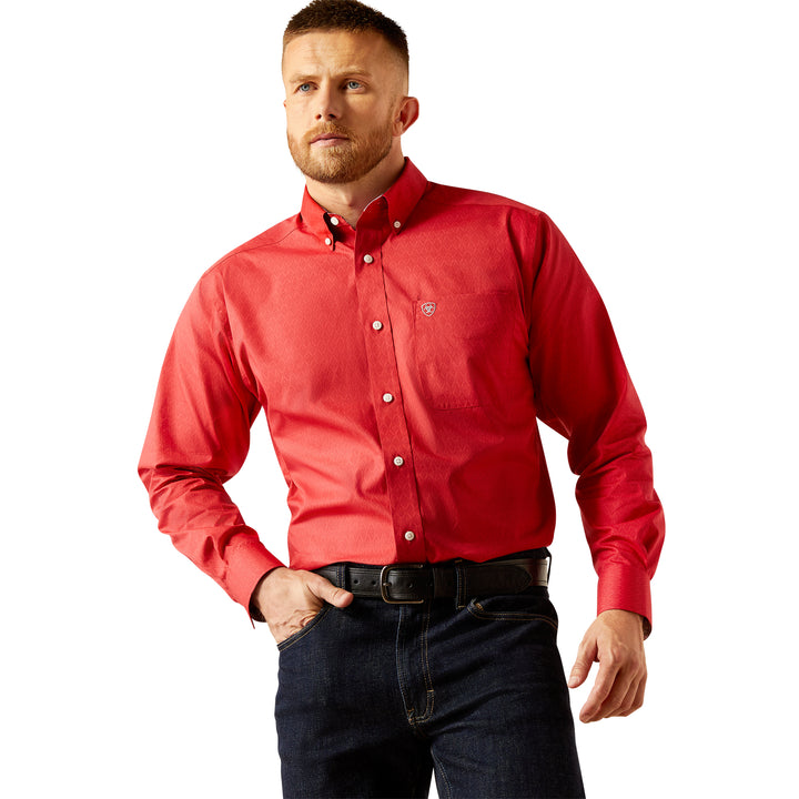 Ariat Mens Red Wrinkle Free Dangelo Classic Fit Shirt