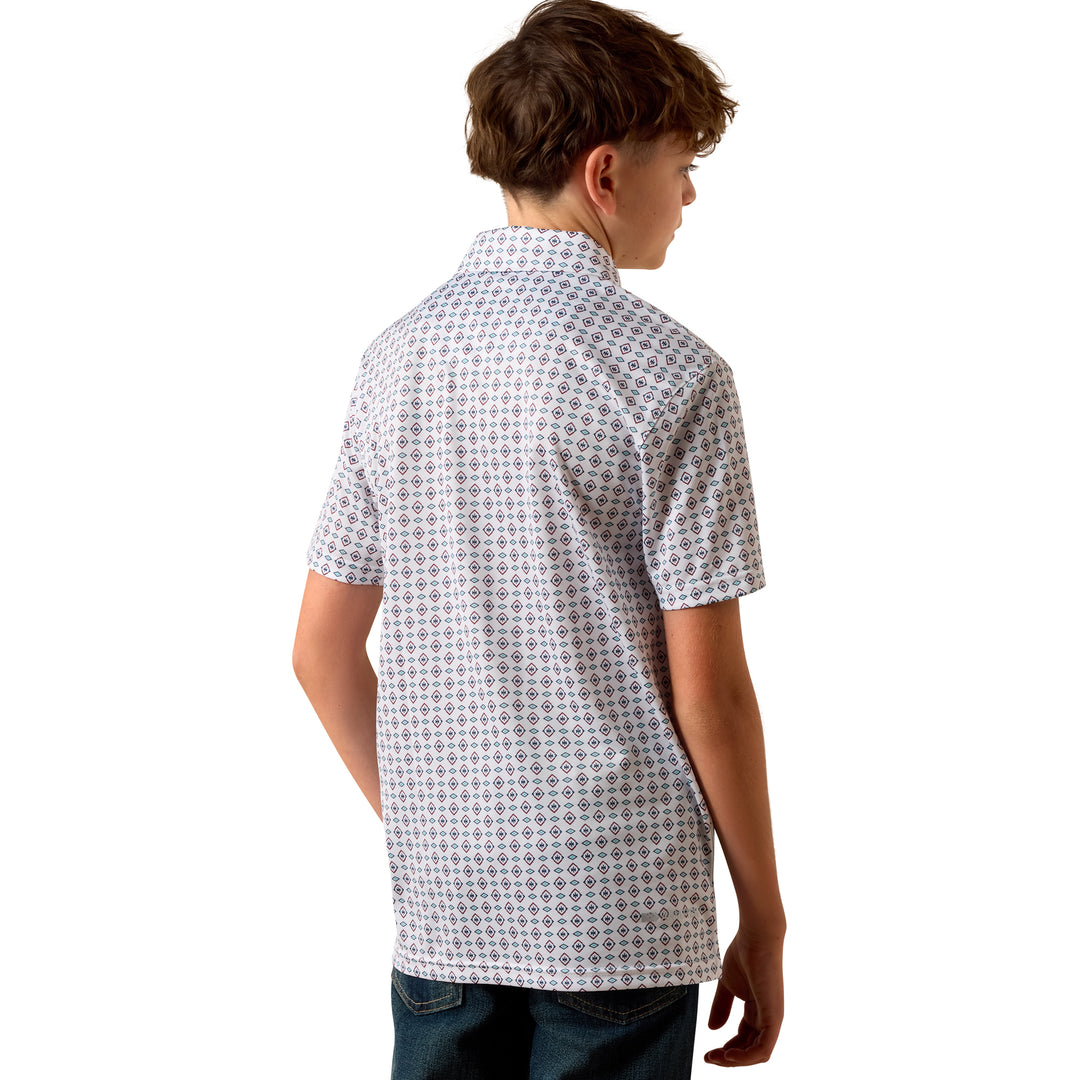 Ariat Boys White All Over Print Polo