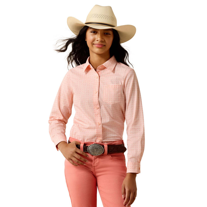 Ariat Girls Tropical Peach Kirby Shirt