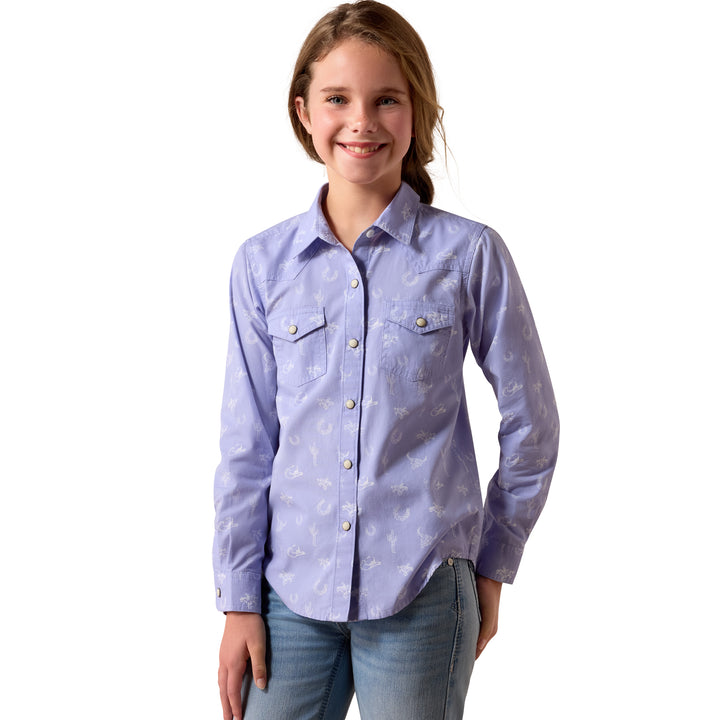 Ariat Girls Lavender Western Motifs Shirt